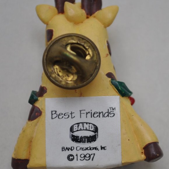 🐸 1997 best friends band creations post  pin brooch giraffes with flowers (540) - Picture 3 of 4